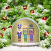 Felt Look Nutcracker Soldiers Faux Gold Glitter Schneekugeln (Weihnachten)