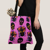 Felt Look Skulpturen auf rosa Halloween Leckerei T Tasche (Von Nahem)