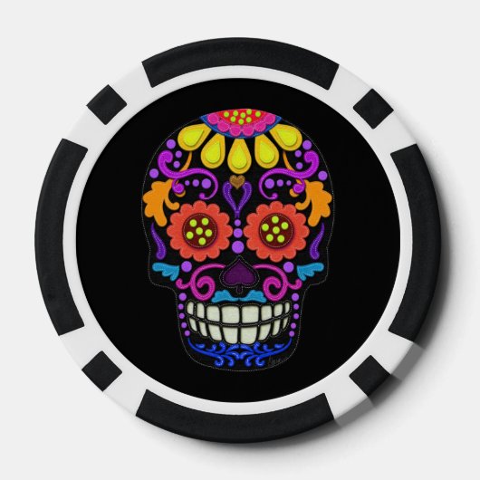 Felt Look Sugar Skull Schöne Pokerchips (Rückseite)