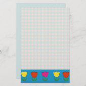 Felt Look Tulips und Gingham Karos Country Style Briefpapier (Vorne/Hinten)