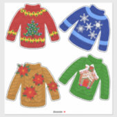 Felt Look Weihnachts Tacky Sweaters Niedlich Aufkleber (Blatt)