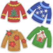 Felt Look Weihnachts Tacky Sweaters Niedlich Aufkleber (Vorderseite)
