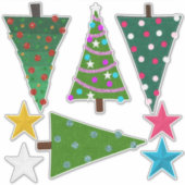 Felt Look Weihnachtsbäume und Sterne Aufkleber (Vorderseite)