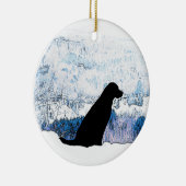 Felt mit Herz - Schwarzer Hund - Schwarzes Labor Keramikornament (Rechts)