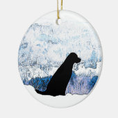Felt mit Herz - Schwarzer Hund - Schwarzes Labor Keramikornament (Links)