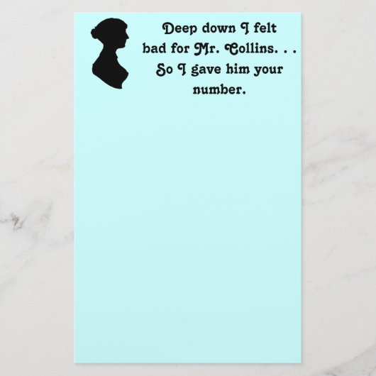 Felt schlecht für Herrn Collins Funny Jane Austen Briefpapier (Vorderseite)