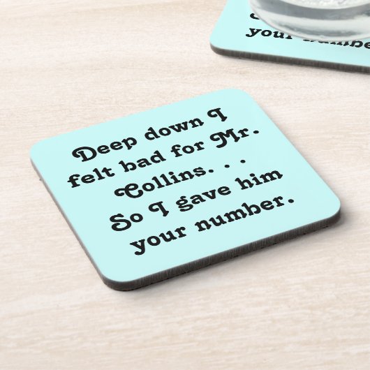 Felt schlecht für Herrn Collins Funny Jane Austen Untersetzer (Linke Seite)