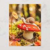 Felt Schnecke über feinen agarischen Pilz krabbeln Postkarte (Vorderseite)