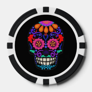 Felt Style Beautiful Sugar Skull Pokerchips