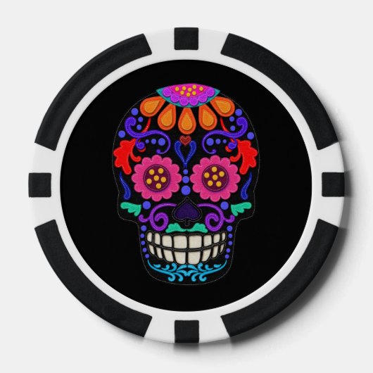 Felt Style Beautiful Sugar Skull Pokerchips (Vorderseite)