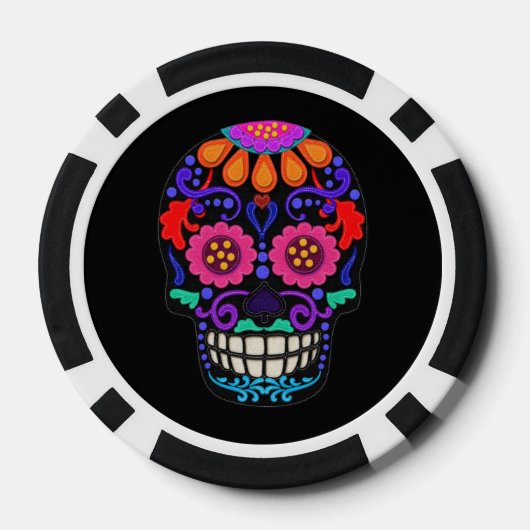 Felt Style Beautiful Sugar Skull Pokerchips (Rückseite)