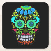 Felt Style Sugar Skull Imitate fühlen sich. Rechteckiger Pappuntersetzer (Vorderseite)