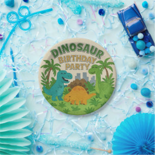 Felt Texture Jurassic Playground Dinosaur Geburtst Pappteller