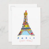 Felt Tip Zeichn Paris Postkarte (Vorne/Hinten)