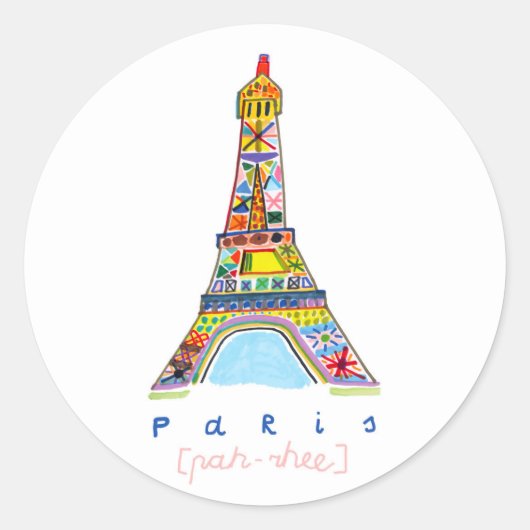 Felt Tip Zeichn Paris Runder Aufkleber (Vorderseite)