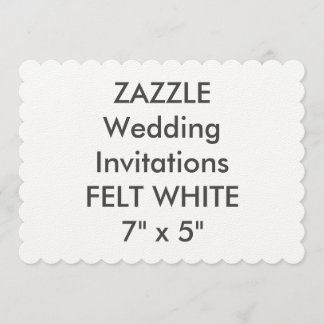 FELT WHITE 110lb 7x5" Scalloped Wedding Einladung