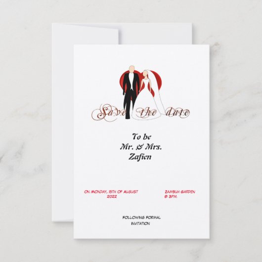 Felt White Paper Heart and Text Save the Date Card (Vorderseite)