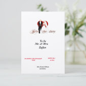Felt White Paper Heart & Couple Save the Date Card (Stehend Vorderseite)