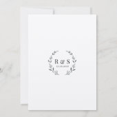 Felt White Premium Rustic Leaf Monogram Wedding Einladung (Rückseite)