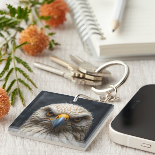 Felted Bird Portrait Schlüsselanhänger (Vorderseite rechts)