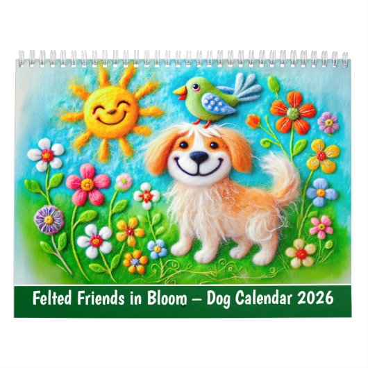 Felted Friends in Bloom – Dog Calendar 2026 Kalender (Titelbild)