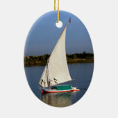 Felucca segelt entlang des Nils - Assuan, Ägypten Keramik Ornament (Hinten)