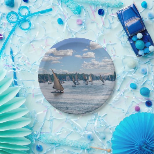 Feluccas fahren entlang des Nils - Assuan, Ägypten Pappteller (Party)