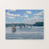 Feluccas fahren entlang des Nils - Assuan, Ägypten Puzzle (Horizontal)