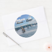 Feluccas fahren entlang des Nils - Assuan, Ägypten Runder Aufkleber (Umschlag)