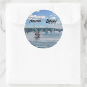 Feluccas fahren entlang des Nils - Assuan, Ägypten Runder Aufkleber (Tasche)