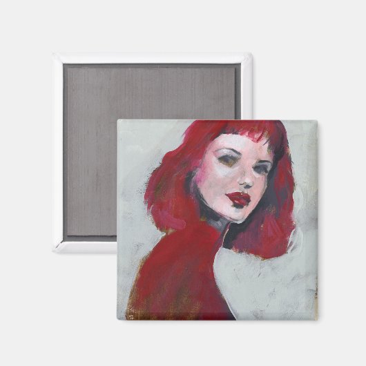 Fem Portrait - Rot Magnet (Vorderseite/Rückseite)