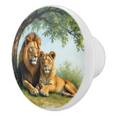 Female and Male Lions under a Tree Keramikknauf (Rechts)