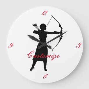 Female Archer Silhouette Thunder_Cove Große Wanduhr