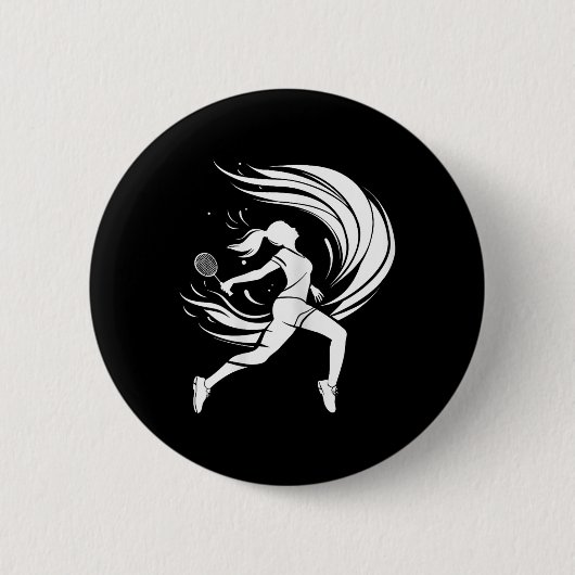 Female Badminton Player Drawing Shuttle  Button (Vorderseite)