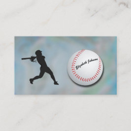 Female Baseball Player - silhouette and baseball Visitenkarte