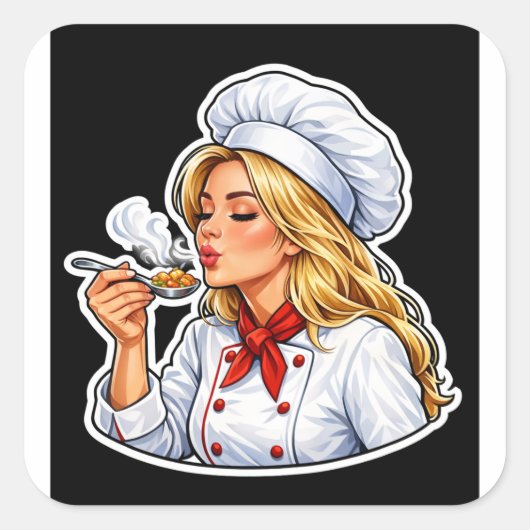 Female Chef Illustration Sticker (Vorderseite)
