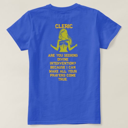 Female Cleric Seeking T-Shirt (Design Rückseite)
