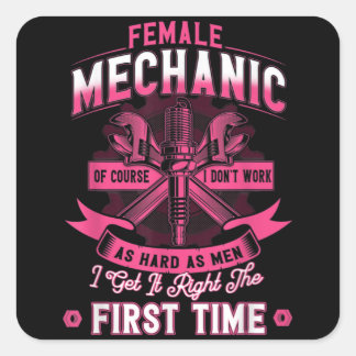 Female Diesel Mechanic Female Mechanic Quadratischer Aufkleber