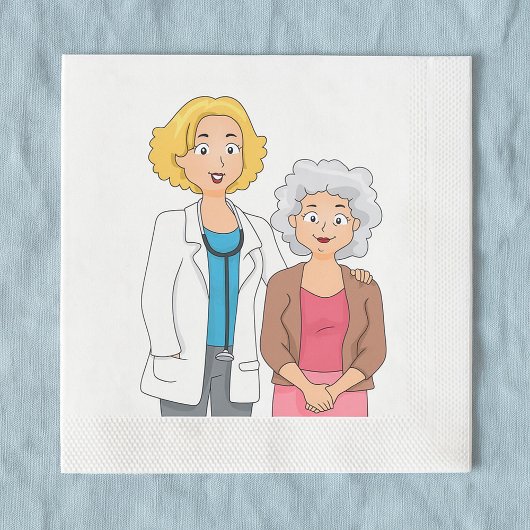 Female Doctor with Senior Woman Patient Serviette