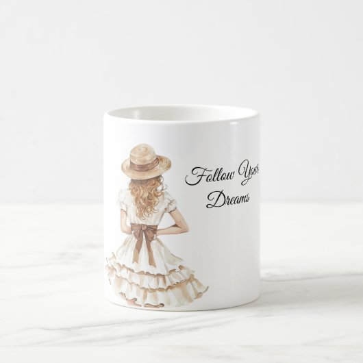 Female Dress Brown Bow Hat Kaffeetasse (Mittel)