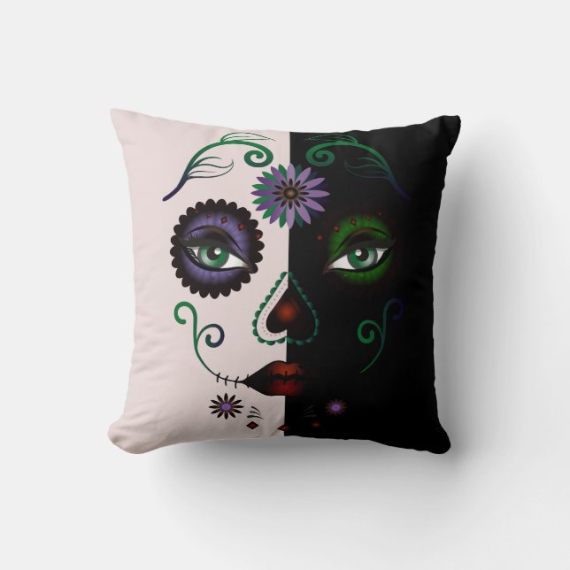 Female Face Pillow - Face Skull Abstrakt Kissen (Vorderseite)