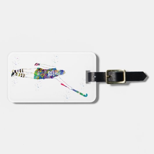 Female Field Hockey Player Gepäckanhänger (Vorderseite horizontal)