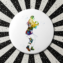 Female Flag Football Player Button