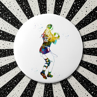 Female Flag Football Player Button