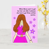 Female Hair Cut Funny Lockerung Karte (Gelbe Blume)
