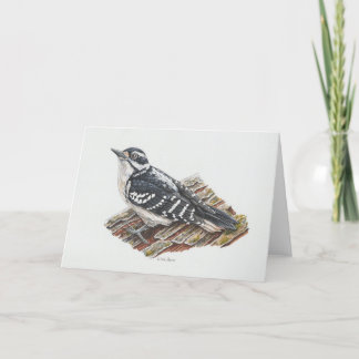 Female Hairy Woodpecker Art Card Dankeskarte