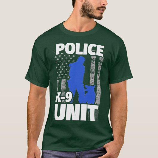 Female K9 Offizier und Polizeifahne T-Shirt (Vorderseite)