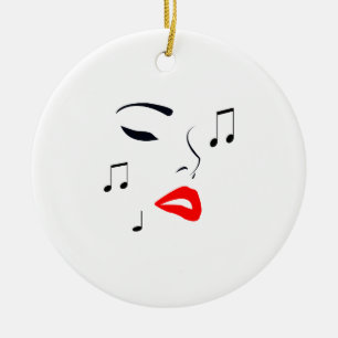 Female Music Face Keramik Ornament