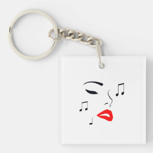 Female Music Face Schlüsselanhänger