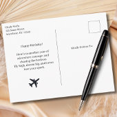 Female Pilot Black Sketch Girl Aviation Birthday Postkarte